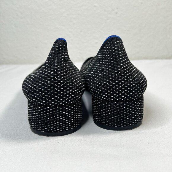 Rothys High Point Black Star Studded Woven Black Silver metallic Slip On 10 - Picture 8 of 15